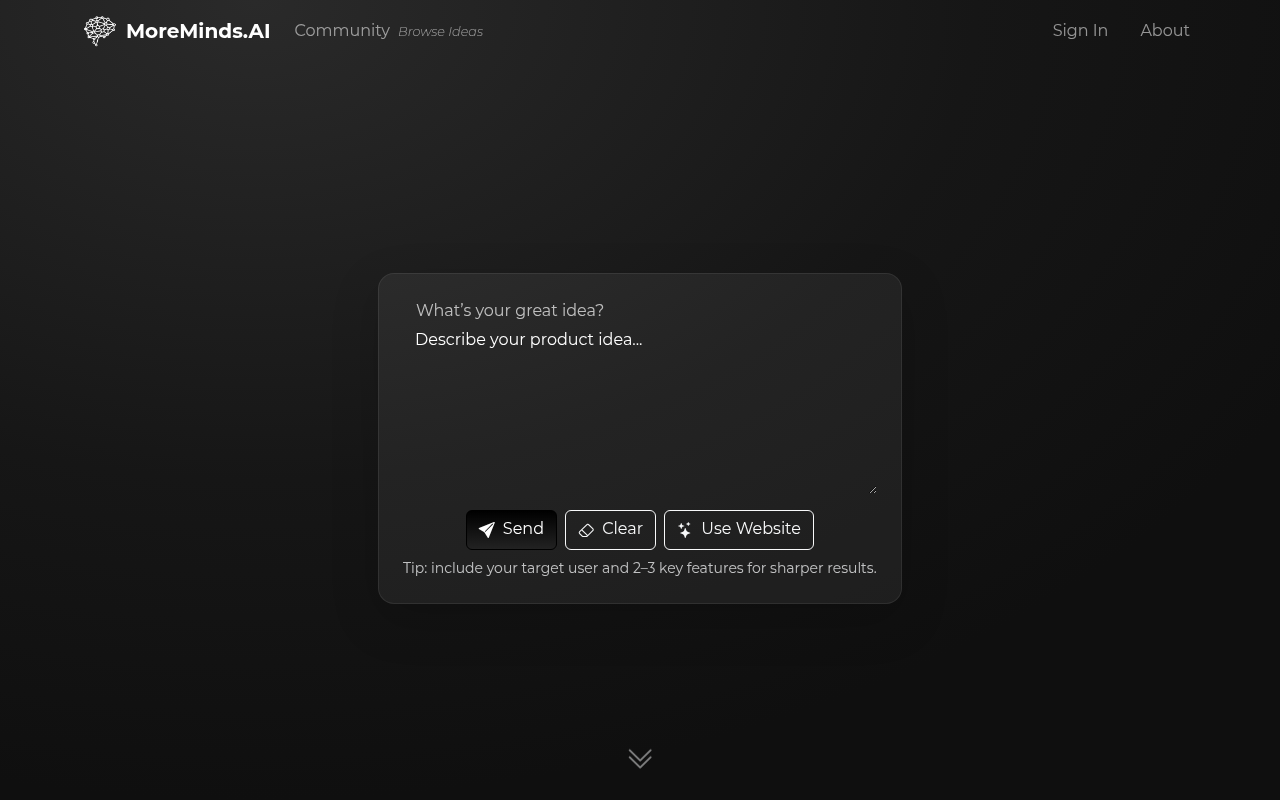 Screenshot of MoreMinds AI: Elevate Your Collaboration and Idea Generation with Community Support