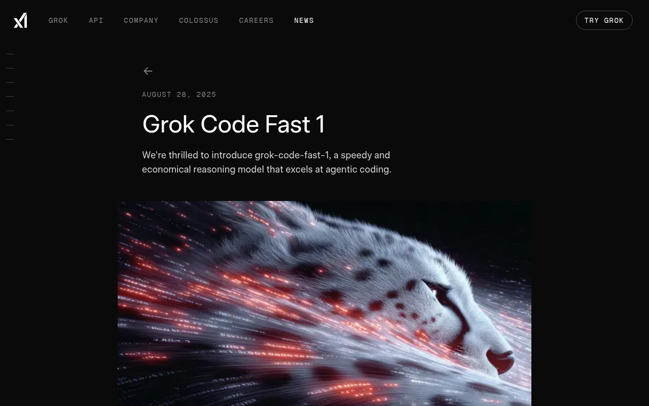 Screenshot of Grok Code Fast 1: Transform Your Coding Experience with Speedy AI Assistance