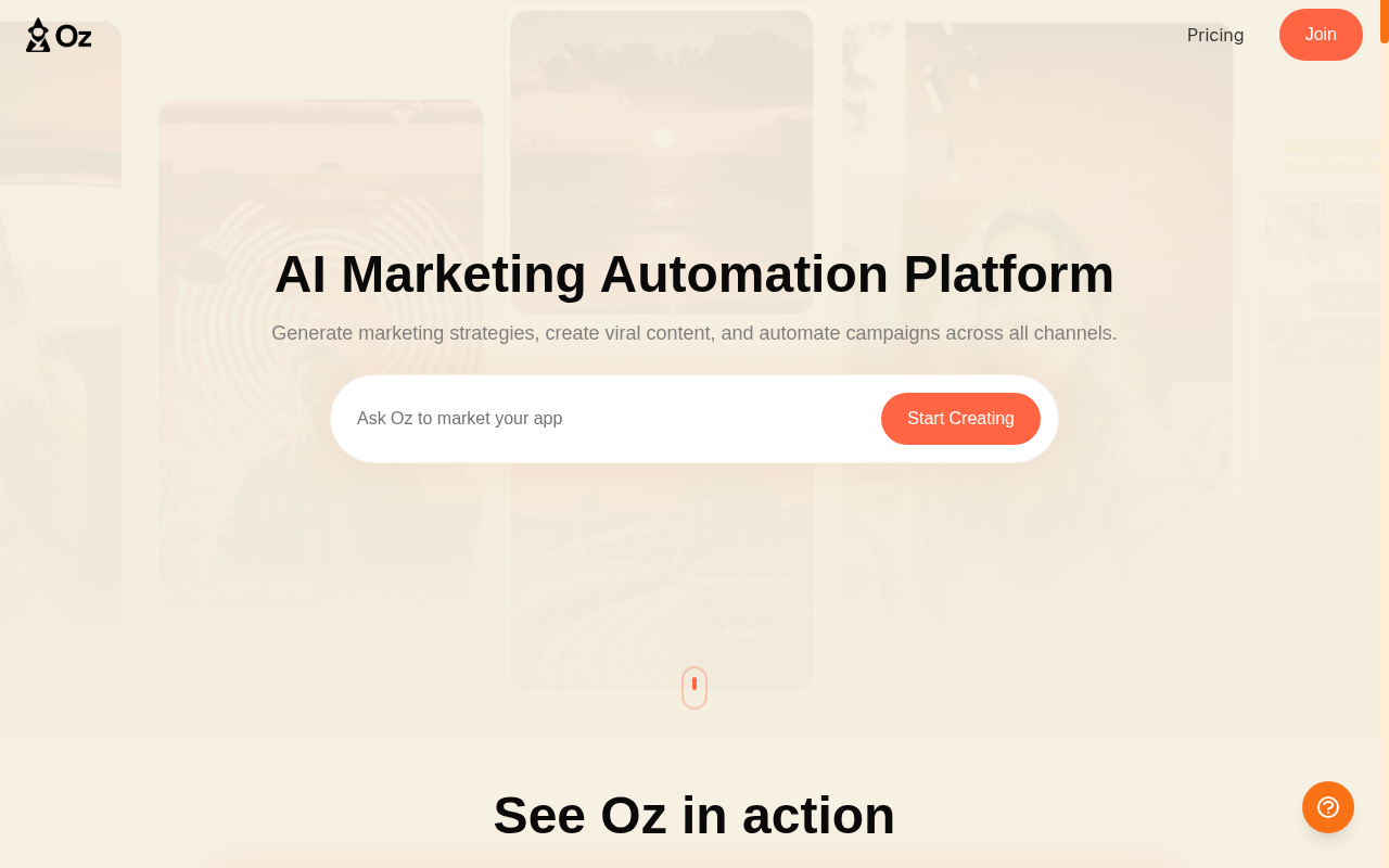 Screenshot of Revolutionizing Marketing for Solo Founders: Oz Automated Marketing Software Unlocks Potential with AI
