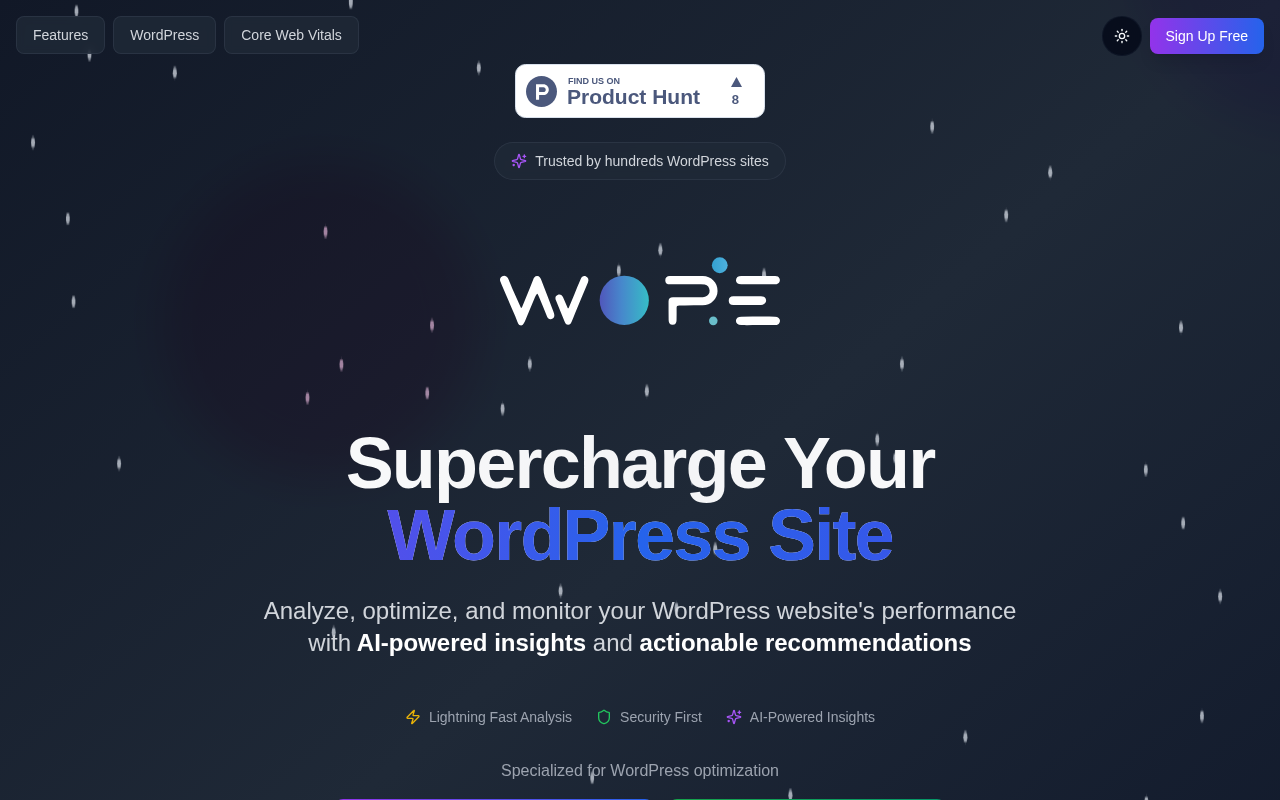 Screenshot of Enhance Your WordPress Website: Explore WOPE.io for Optimal Performance and Speed