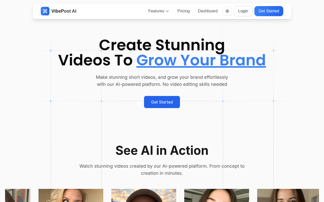 Screenshot of VibePost AI Review: Create Viral Short-Form Videos in Minutes