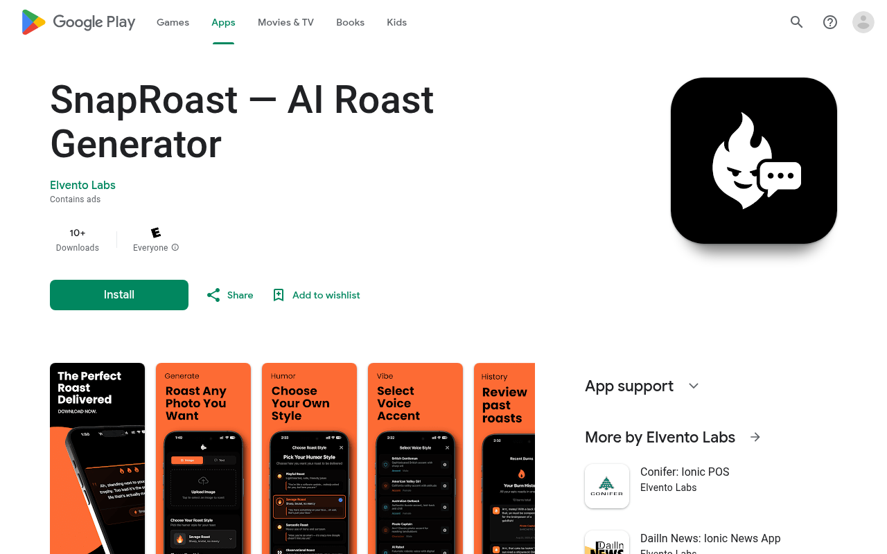 Screenshot of Snappy Banter with SnapRoast: The AI Roast Generator for Memes and Laughs