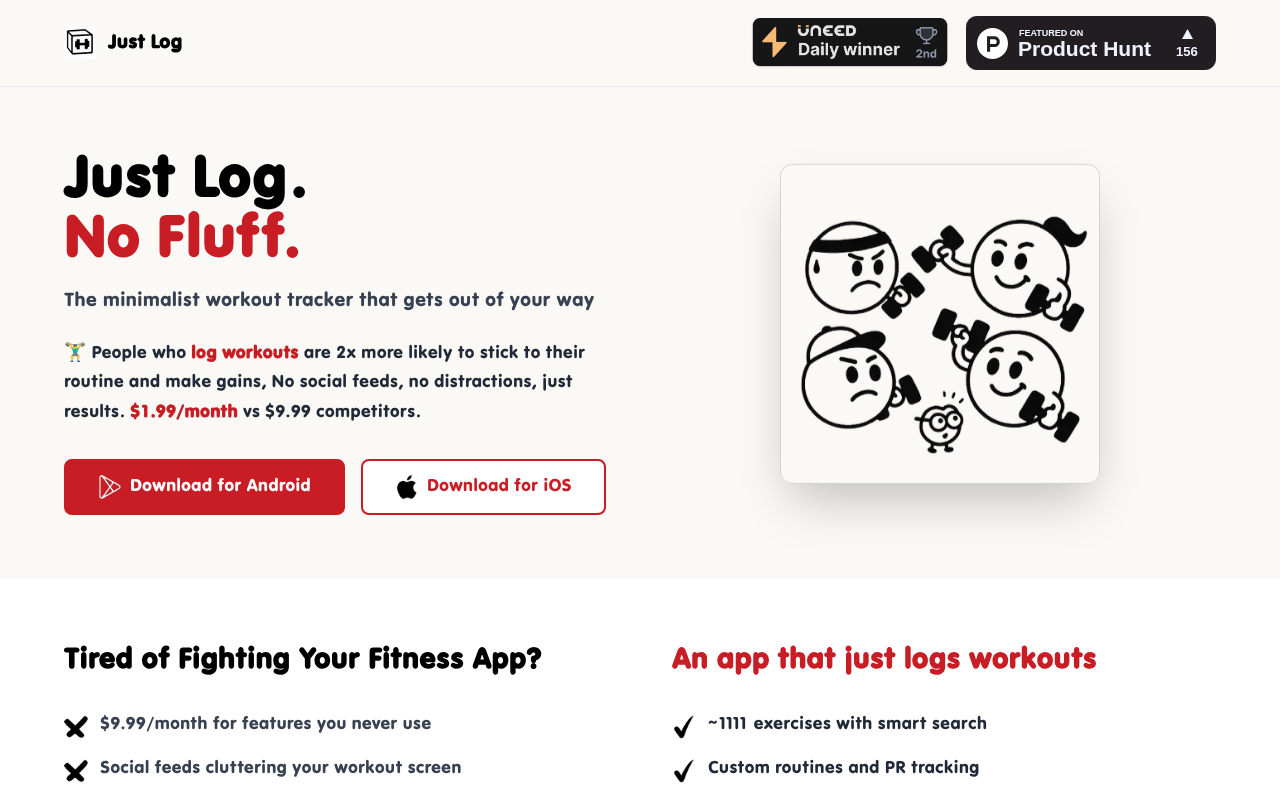 Screenshot of Minimalist Fitness: Just Log - Uncluttered Workout Tracking