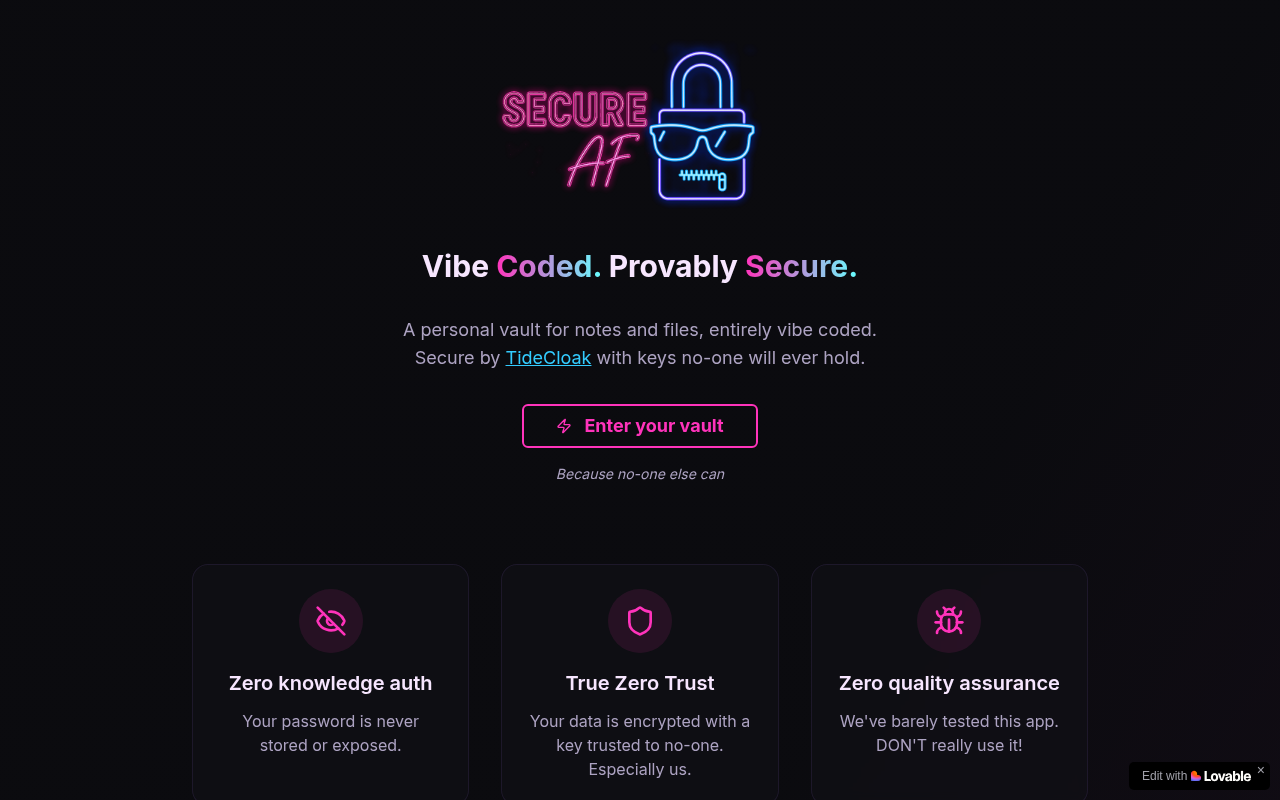 Screenshot of Revolutionizing Online Data Security with SecureAF: A Comprehensive Review